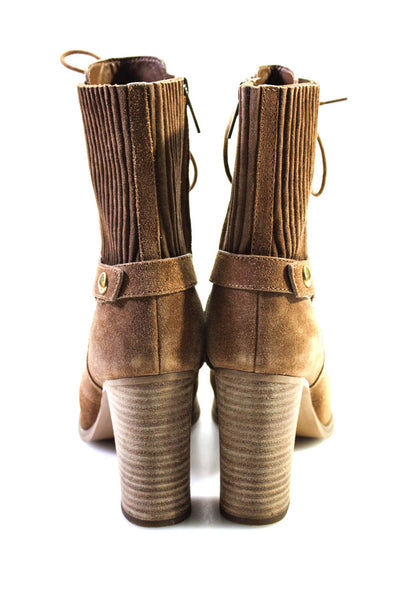 Michael Michael Kors Womens Side Zip Block Heel Booties Brown Suede Size 8M