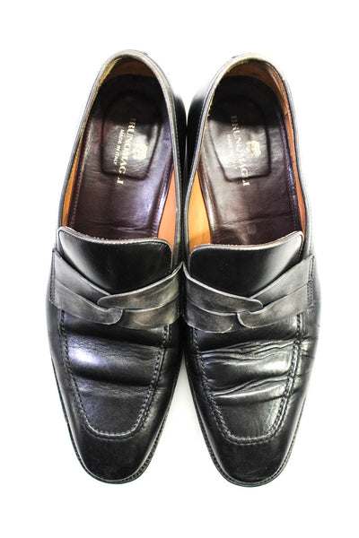 Bruno Magli Mens Slip On Round Toe Loafers Black Leather Size 10M