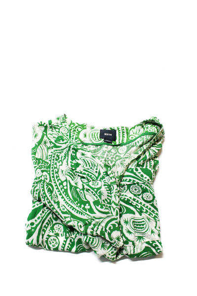 Alice + Olivia Maeve Womens Paisley Abstract Tops Black Green Small Medium Lot 2