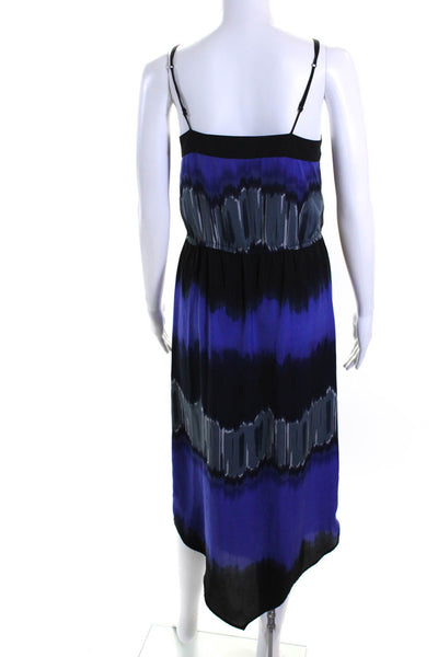 Halston Heritage Womens Drawstring Midi Empire Waist Dress Black Blue Small
