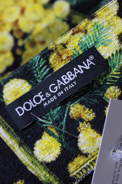 Dolce & Gabbana Womens Back Zip Knee Length Floral Skirt Black Yellow Size IT 40