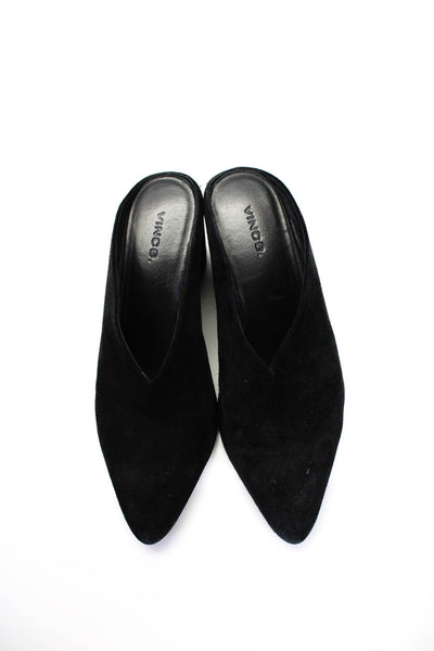 Vince Womens Suede Pointed Toe Slip On Wedges Mules Black Size 7.5M