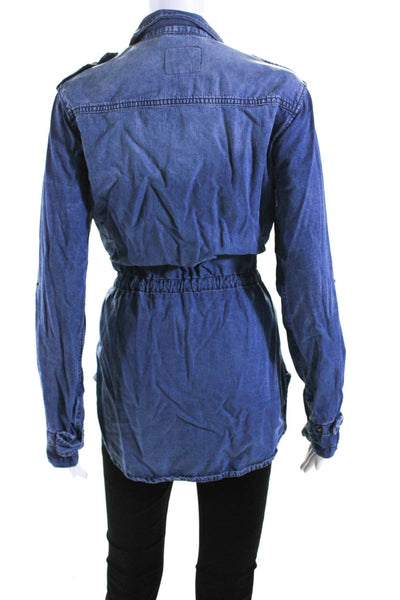 Rails Womens Long Sleeve Full Zip Curved Hem Anorak Jean Jacket Blue Size XS