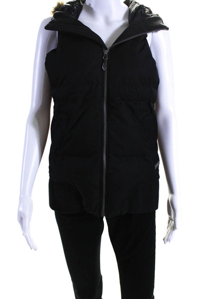 The North Face Womens Sleeveless Full Zip Hooded 550 Puffer Vest Black Size S