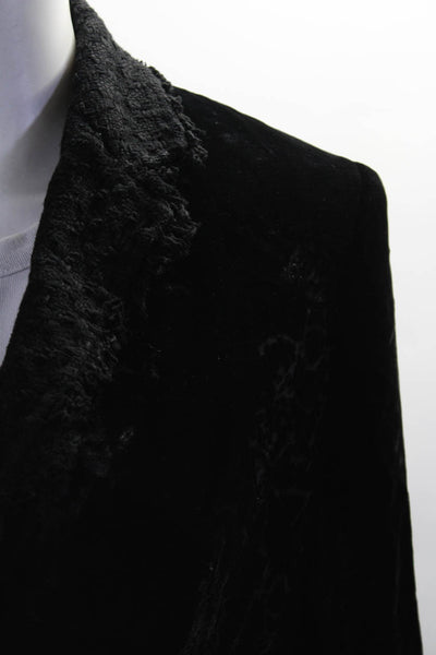 Elie Tahari Womens Single Button Tweed Lapel Velvet Blazer Jacket Black Small