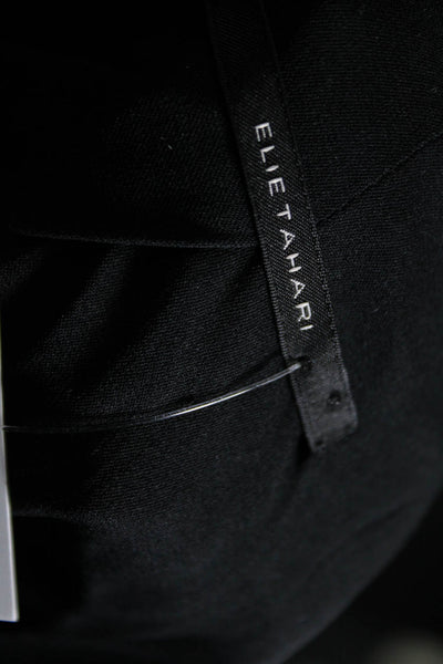 Elie Tahari Womens Single Button Tweed Lapel Velvet Blazer Jacket Black Small