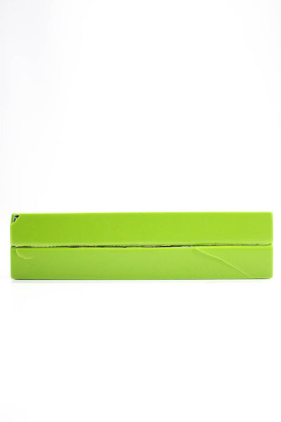 Nada Sawaya Womens Acrylic Lip Print Magnetic Closure Clutch Bag Purse Green