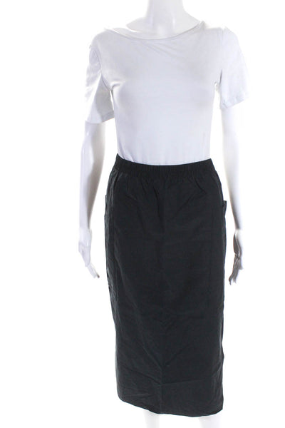 COS Womens Black Cotton Blend Pockets Pull On Slit Midi Skirt Size 40