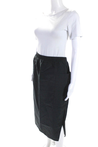 COS Womens Black Cotton Blend Pockets Pull On Slit Midi Skirt Size 40