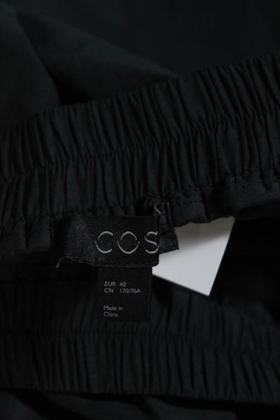 COS Womens Black Cotton Blend Pockets Pull On Slit Midi Skirt Size 40