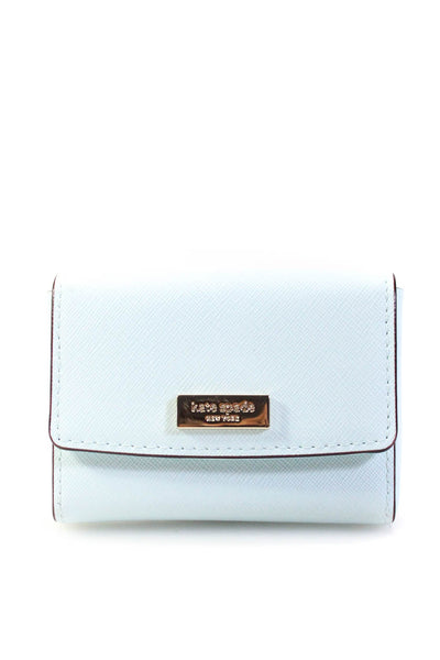 Kate Spade Womens Mini Saffiano Leather Flap Wallet Coin Pouch Light Blue