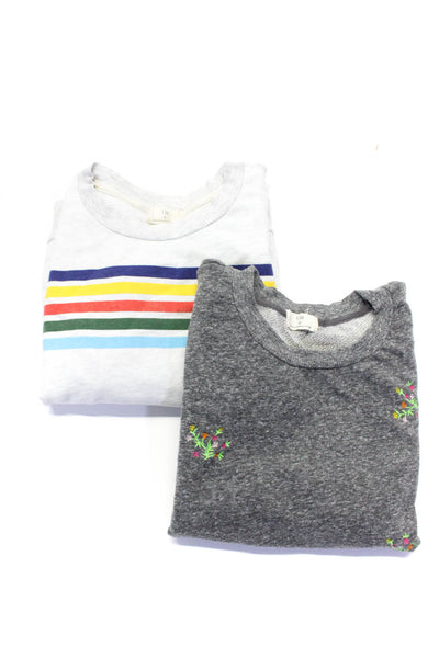 T.LA Womens Short Sleeve Striped Floral Knit Shirts Gray Cotton Size Large Lot 2