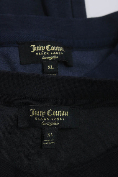 Juicy Couture Womens Long Sleeve Scoop Neck Velour Sweaters Black Navy XL Lot 2