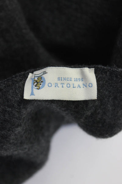 Portolano Womens Cashmere Knit Fringe Trim Shawl Scarf Charcoal Gray