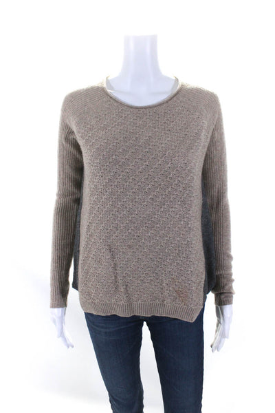 Rebecca Taylor Womens Long Sleeve Scoop Neck Sweater Brown Gray Wool Size XS