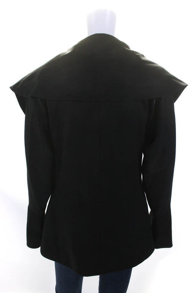 Fendi Womens Open Front Velvet Trim Blazer Jacket Black Wool Size IT 38