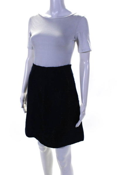 Piazza Sempione Womens Wool Metallic Lined Short A-Line Skirt Navy Blue Size 38