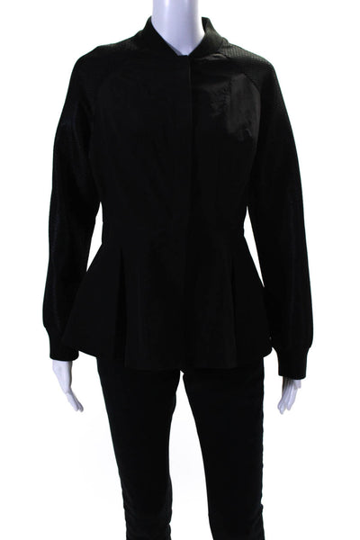 Jonathan Simkhai Womens Long Sleeve Crewneck Short Peplum Jacket Black Size 4