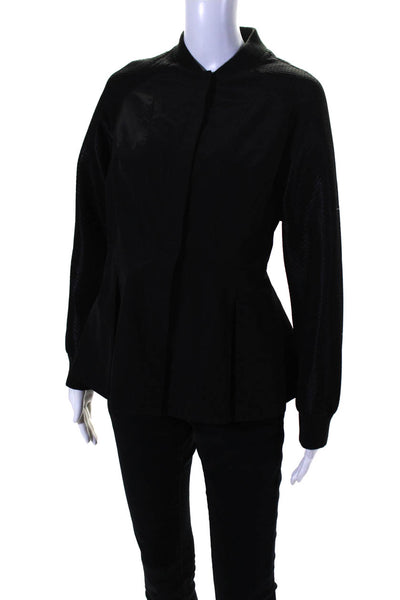 Jonathan Simkhai Womens Long Sleeve Crewneck Short Peplum Jacket Black Size 4