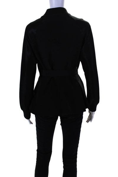 Jonathan Simkhai Womens Long Sleeve Crewneck Short Peplum Jacket Black Size 4