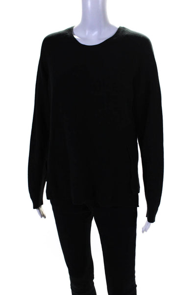 Kokun Womens Cotton Long Sleeve Crewneck Knit Top Black Size XL