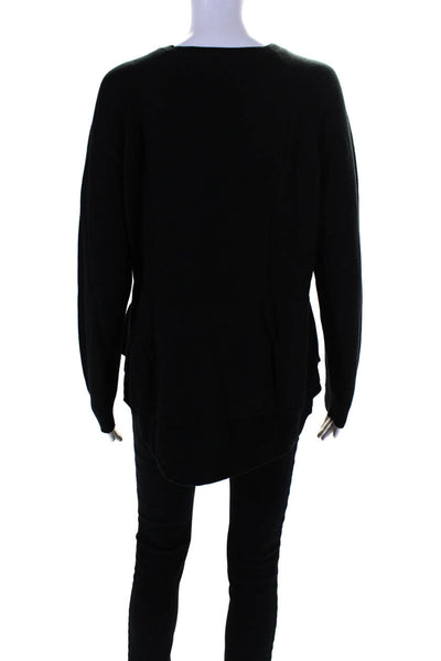 Kokun Womens Cotton Long Sleeve Crewneck Knit Top Black Size XL