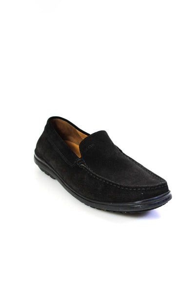 Geox Men's Square Toe Suede Leather Slip-On Loafers Shoe Black Size 11