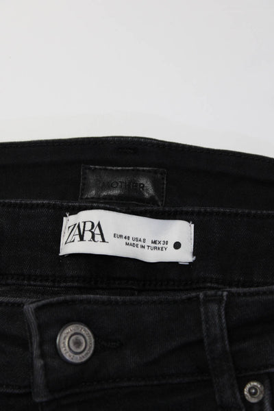Zara Women's Button Closure Five Pockets Straight Leg Pant Black Size 8 Lot 2