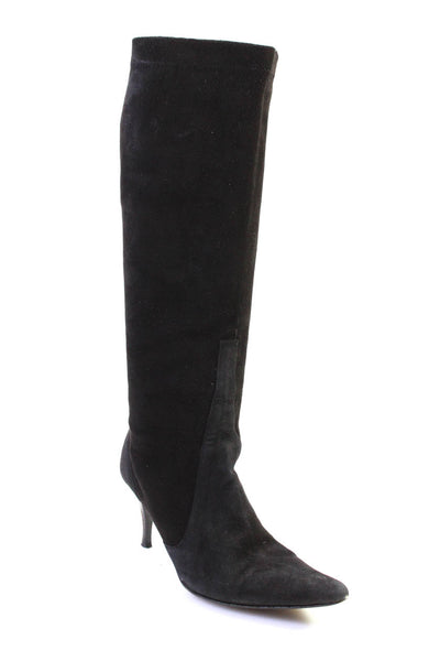 Cole Haan Womens Knee High Stiletto Pull On Boots Black Suede Size 8