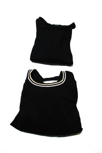 Trina Turk Majestic Filatures Womens Black Crew Neck Sweatshirt Size M 4 LOT 2