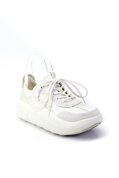 Ugg Womens Suede Trim Low Top La Cloud Fashion Sneakers Cream White Size 6US