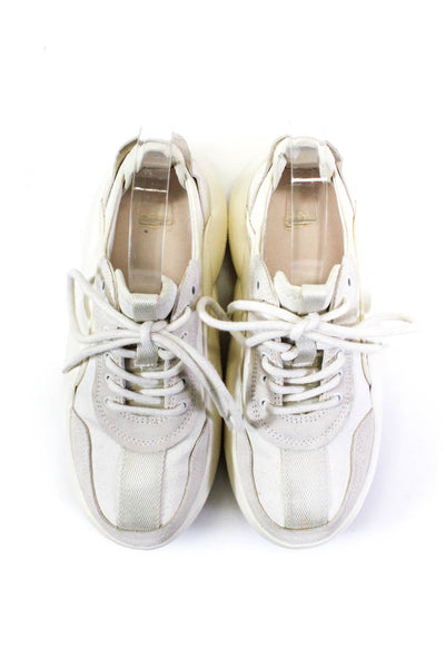 Ugg Womens Suede Trim Low Top La Cloud Fashion Sneakers Cream White Size 6US