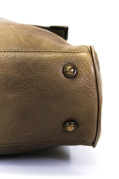 Paul & Joe Sister Pebbled Leather Snap Flap Satchel Top Handle Handbag Tan