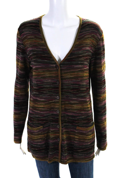 Missoni Womens Multicolor Printed V-Neck Long Sleeve Cardigan Sweater Top Size M