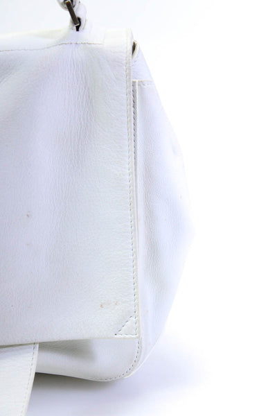 Proenza Schouler Women's Latch Closure Leather Shoulder Handbag White Size M