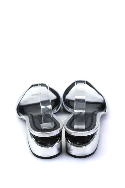 Alexander Wang Women's Open Toe Slip-On Block Heels Sandals Silver Size 7