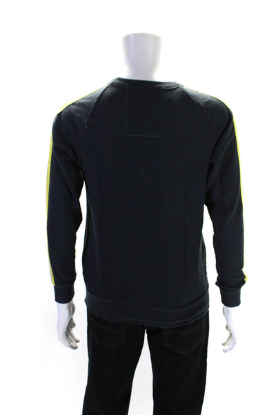 Aviator Nation Mens Cotton Striped Round Neck Long Sleeve Sweatshirt Gray Size S