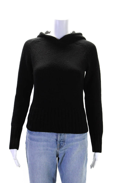 Theory Women's Hood Long Sleeves Pullover Sweater Black Size S