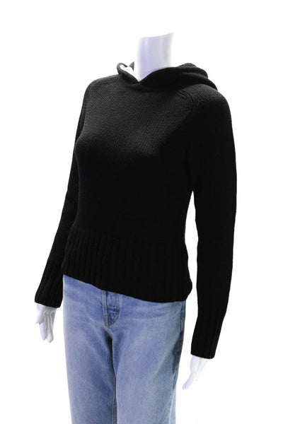 Theory Women's Hood Long Sleeves Pullover Sweater Black Size S