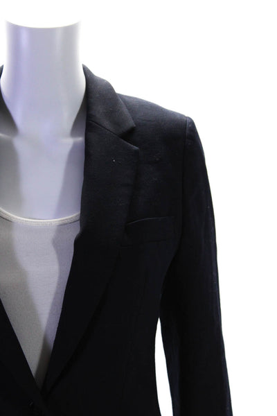 Reiss Women's Long Sleeves Lined One Button Blazer Navy Blue Size 8