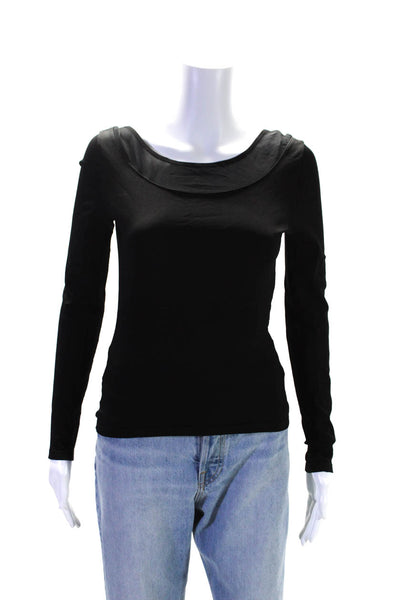 Versace Women's Round Neck Low Back Long Sleeves Blouse Black Size 40