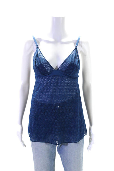 Studio La Perla Womens Lace V-Neck Camisole Tank Top Lingerie Blue Size 3