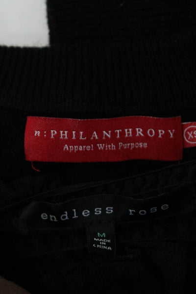Endless Rose Philanthropy Womens Blouse Tops Sweater Black Size XS M Lot 2