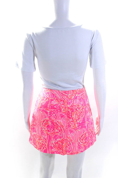Lily Pulitzer Womens Cotton Abstract Print Buttoned A-Line Skort Pink Size 2