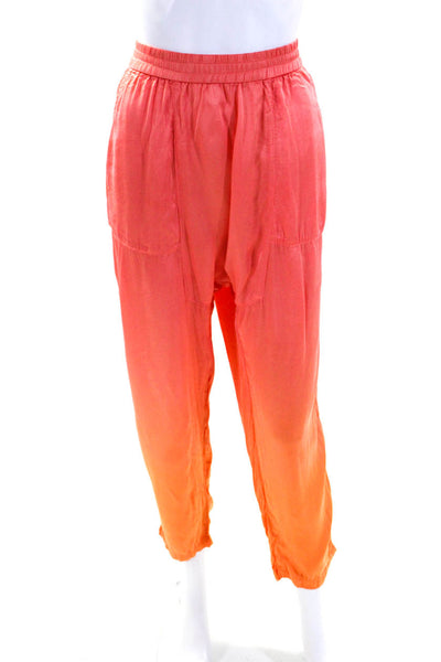 Raquel Allegra Womens Satin Ombre Print Straight Leg Casual Pants Pink Size 1
