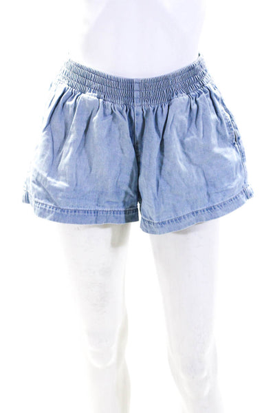 Rag & Bone Womens Cotton Ruched Slip-On Elastic Mini Casual Shorts Blue Size M