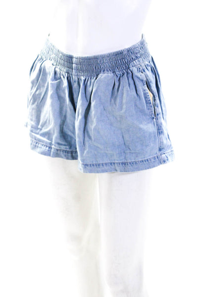 Rag & Bone Womens Cotton Ruched Slip-On Elastic Mini Casual Shorts Blue Size M