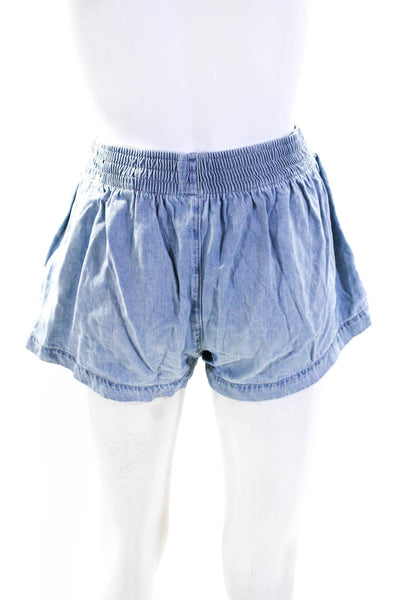 Rag & Bone Womens Cotton Ruched Slip-On Elastic Mini Casual Shorts Blue Size M