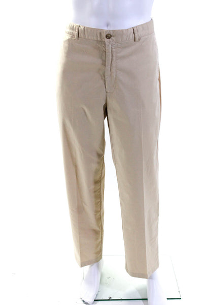 Bobby Jones Mens Cotton Buttoned Zipped Straight Leg Pants Beige Size EUR34
