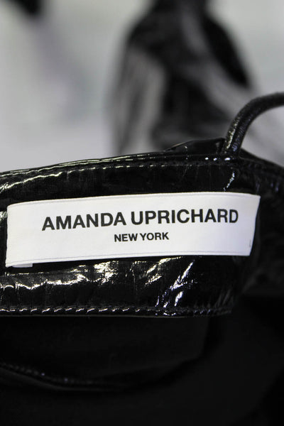 Amanda Uprichard Womens Patent Leather V Neck Spaghetti Strap Top Black Size L